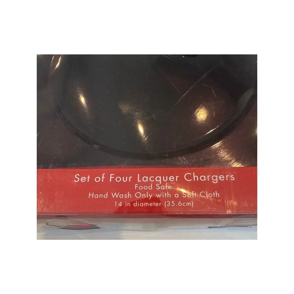 New in Box Vtg Target 4pk Lacquer Charger Plates Dark Purple 13.5